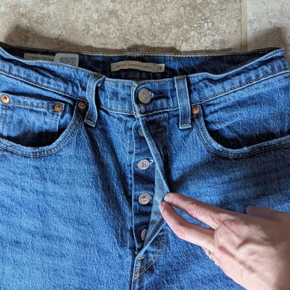 Levis Ribcage Straight Ankle Jeans Size 28 Blue - Picture 3 of 12